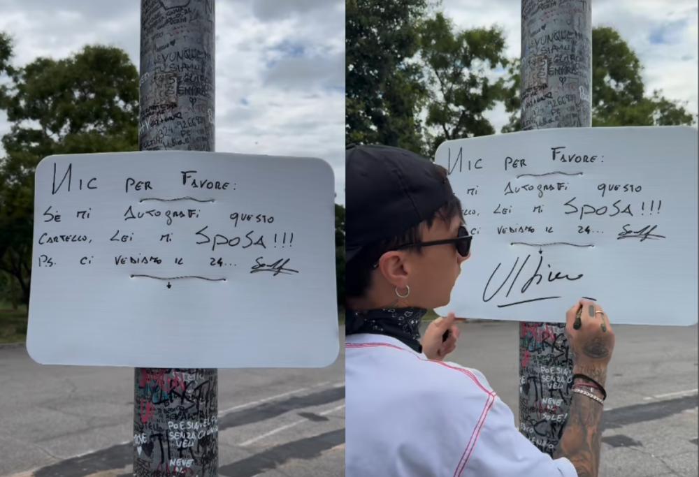 “Se mi autografi il cartello lei mi sposa”: come ha reagito Ultimo