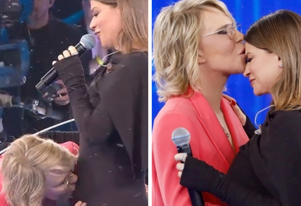 Alessandra Amoroso incinta ad “Amici”: Maria le bacia il pancione