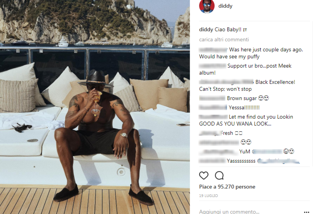 Puff Daddy in Italia a bordo del suo super yacht