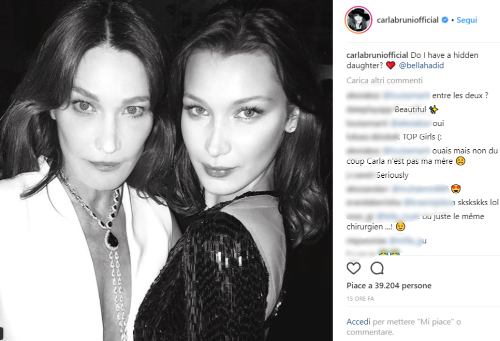 Carla Bruni su Bella Hadid: “Ho una figlia segreta?”