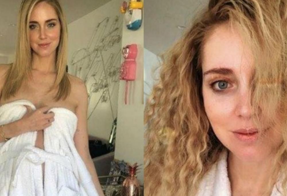 Chiara Ferragni, spettinata e struccata, è vicina al parto