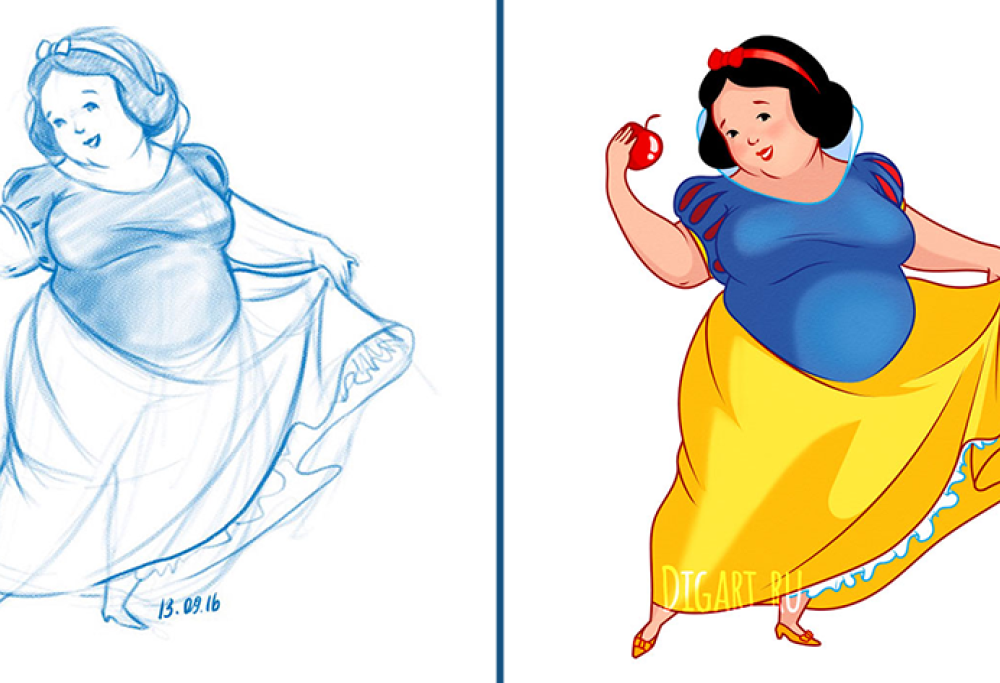Le principesse Disney in versione “curvy”: un’artista russa sfida la bellezza tradizionale