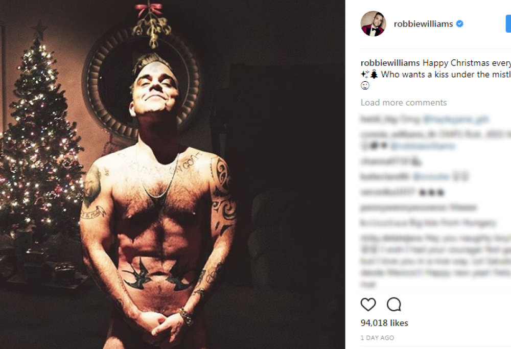 Robbie Williams, auguri di Natale hot per l’ex Take That su Instagram