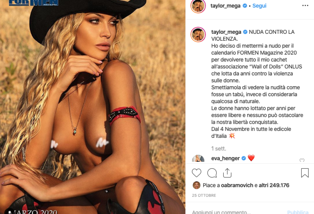 Taylor Mega è la protagonista del nuovo calendario For Men
