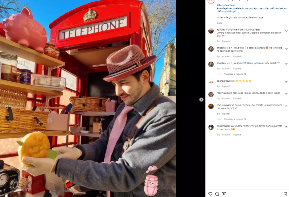 La cabina telefonica di Londra diventa una focacceria italiana