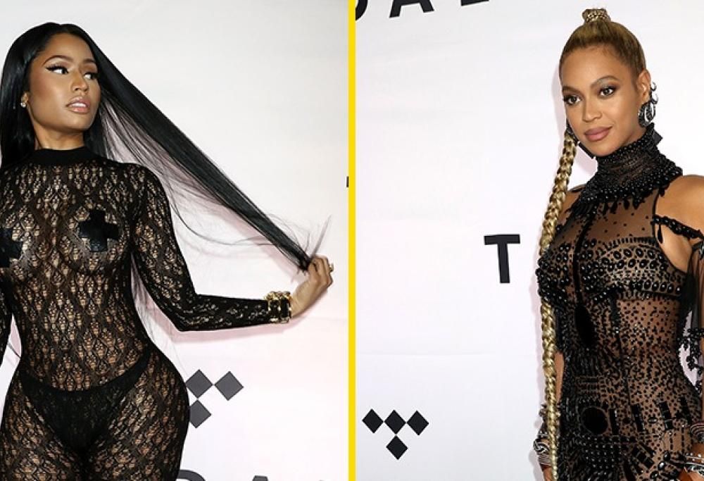 Beyoncé e Niky Minaj in “nude look” al galà benefico di Tidal