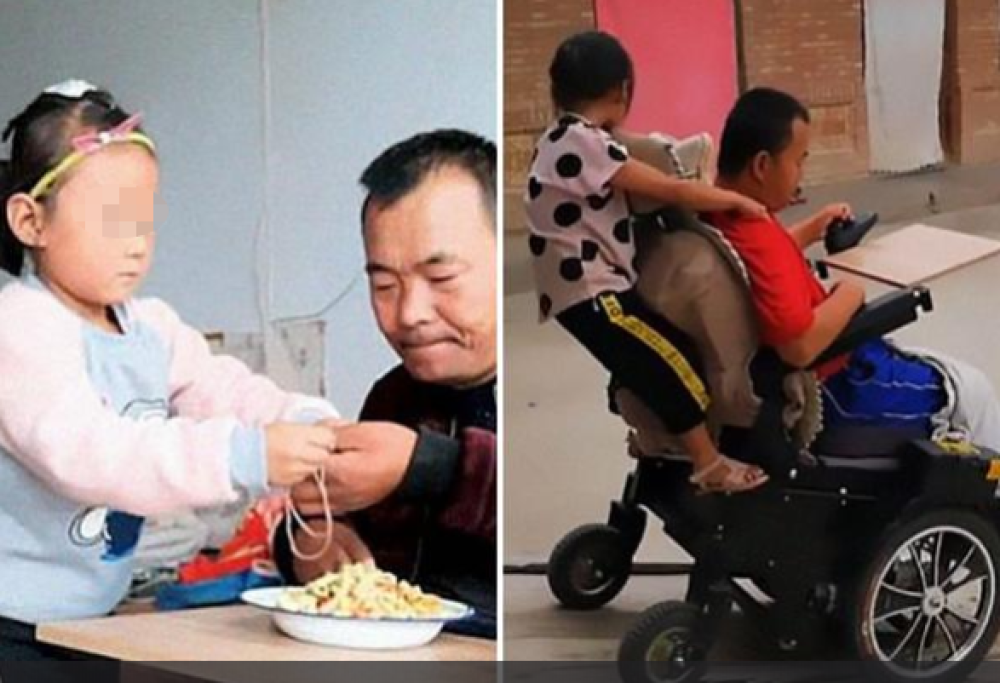 Ha 6 anni e si prende cura del padre disabile: la commovente storia di Jia