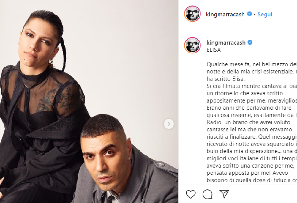Arriva “Neon – Le ali”, il featuring di Marracash ed Elisa che non è stato inserito in “Persona”