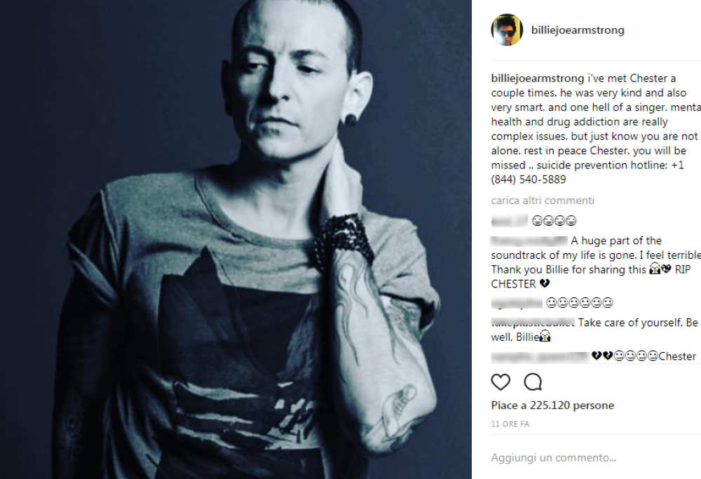 Chester Bennington, il mondo della musica sotto shock