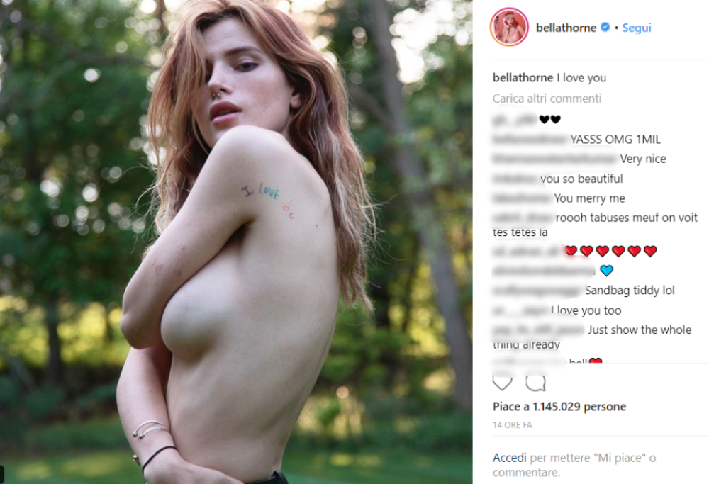 Bella Thorne: il suo topless super hot infiamma Instagram