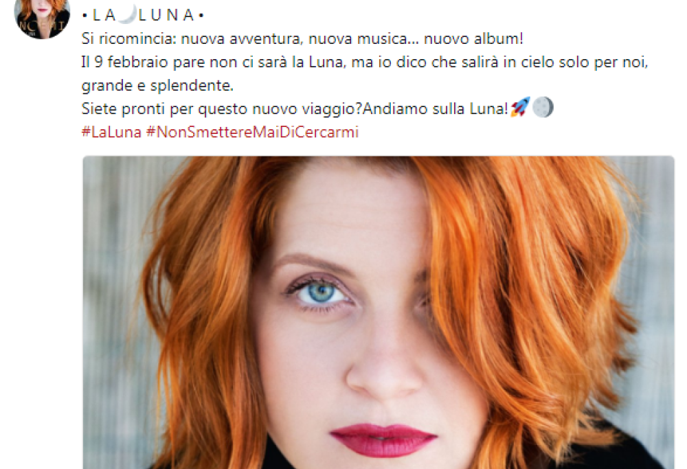 Noemi annuncia: durante Sanremo esce “La Luna”, il nuovo album