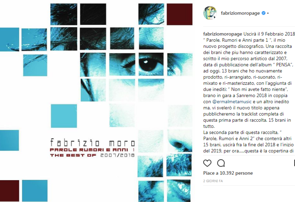 Fabrizio Moro annuncia un’antologia di canzoni rivisitate. E a giugno suonerà all’Olimpico di Roma