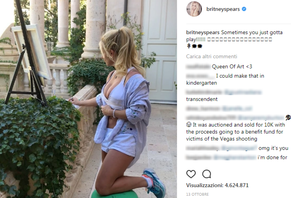 Britney Spears pittrice: il suo quadro comprato per 10mila dollari