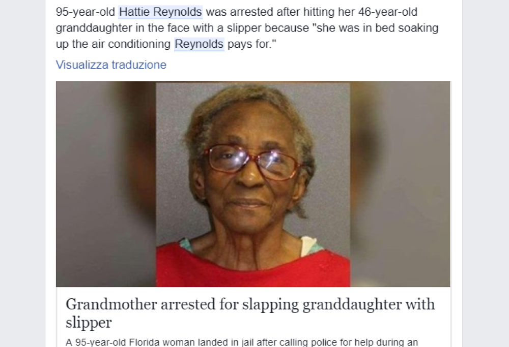 Nonna colpisce nipote con una pantofola e finisce in manette