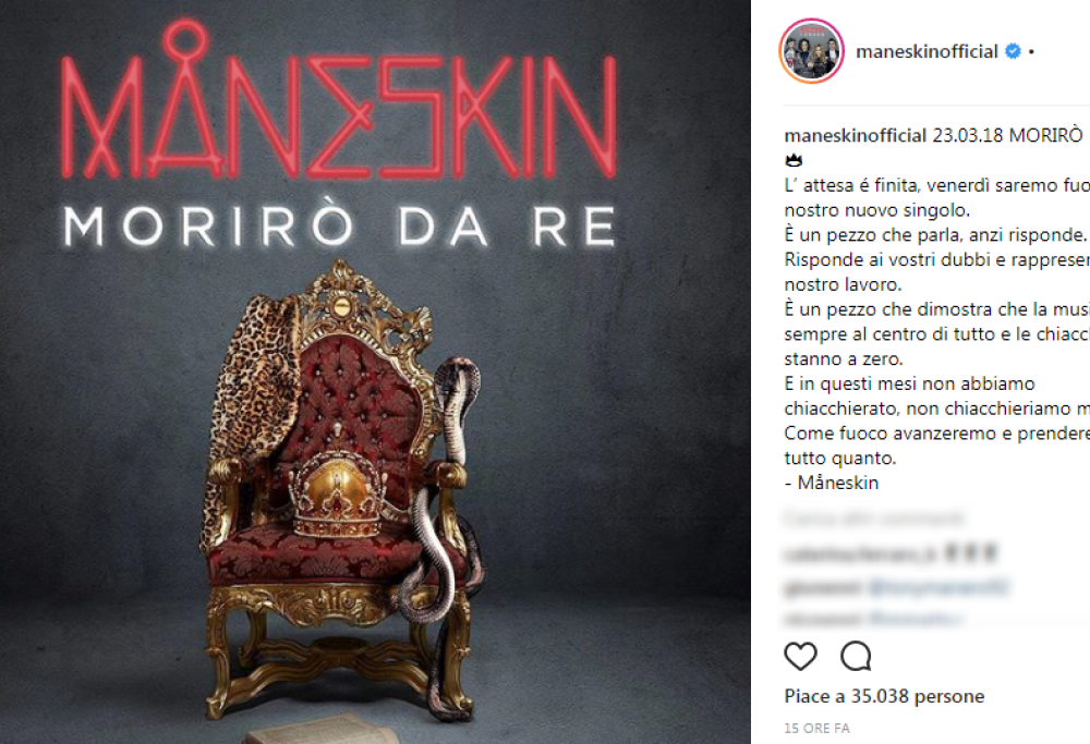 Måneskin: in arrivo “Morirò da re”, canzone contro gli hater