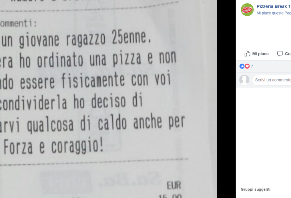 Un ragazzo ordina 10 piadine e chiede di consegnarle ai senzatetto