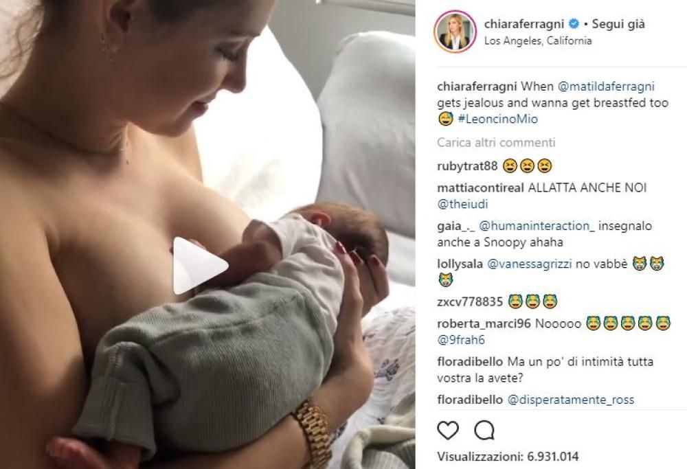 Chiara Ferragni allatta in diretta social ma i fan la accusano: “Stai esagerando”