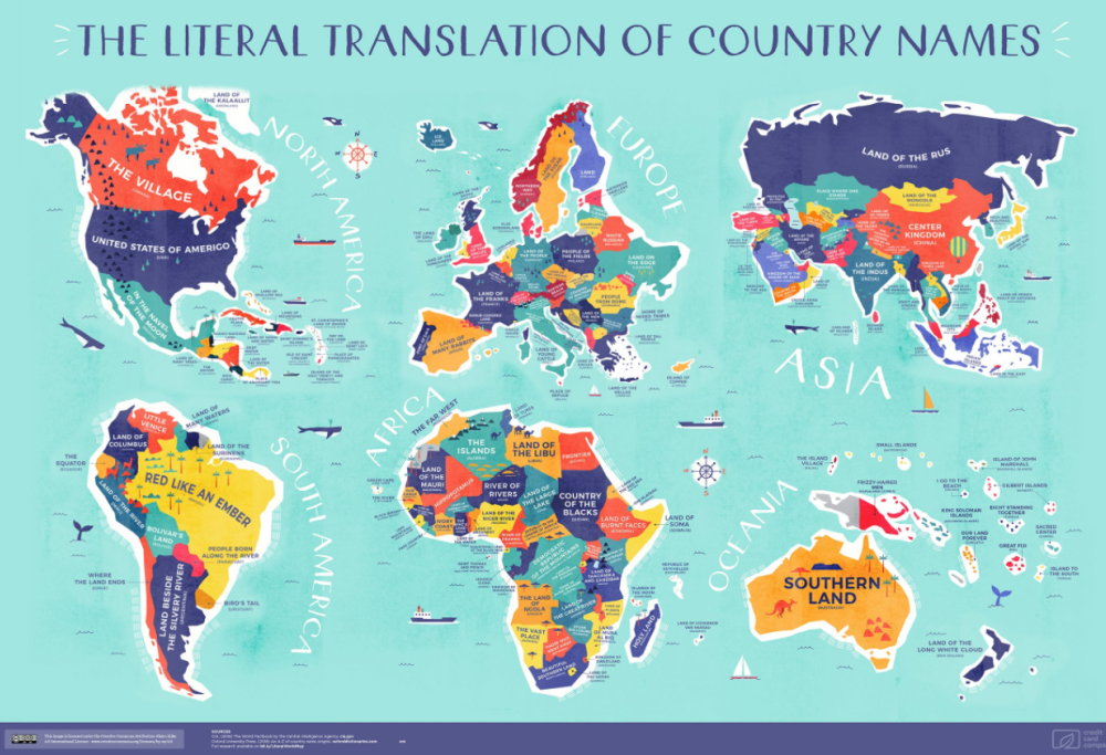 Nasce la mappa che spiega cosa significano i nomi dei diversi Paesi