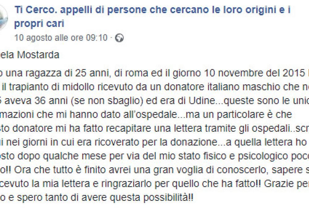 Roma, vuole trovare il donatore che le ha salvato la vita: lancia l’appello social
