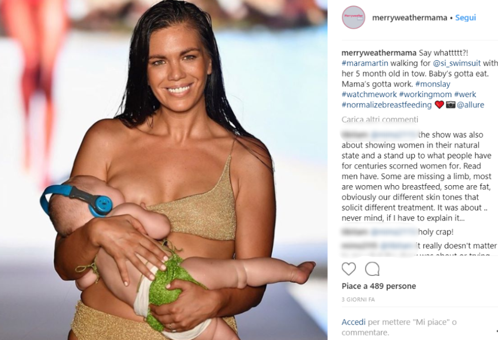 La modella che ha allattato la figlia sulla passerella risponde alle critiche: “Sono una madre e ho allattato, tutto qui”