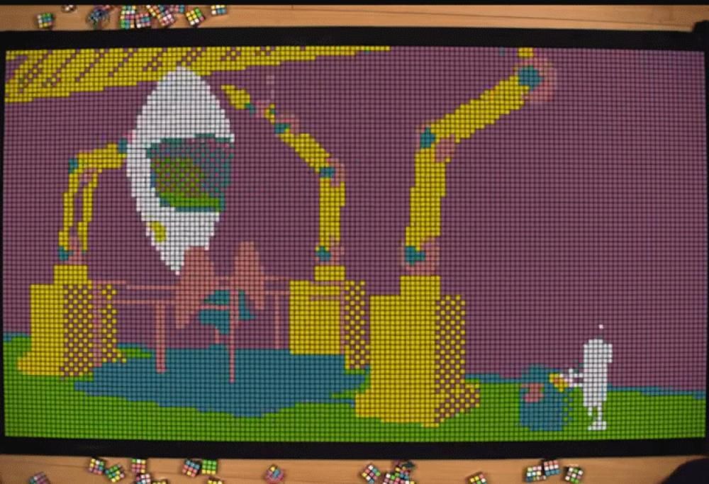 1300 Cubi di Rubik utilizzati per creare un’animazione Pixellata!