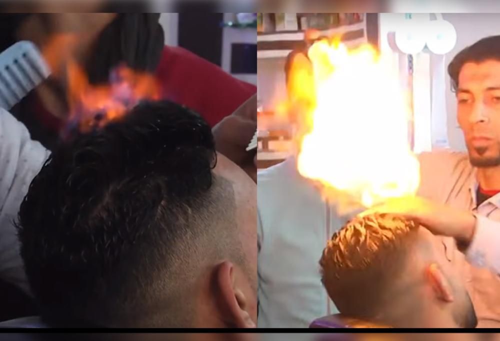 ECCO IL BARBIERE PALESTINESE CHE TAGLIA I CAPELLI CON IL FUOCO!