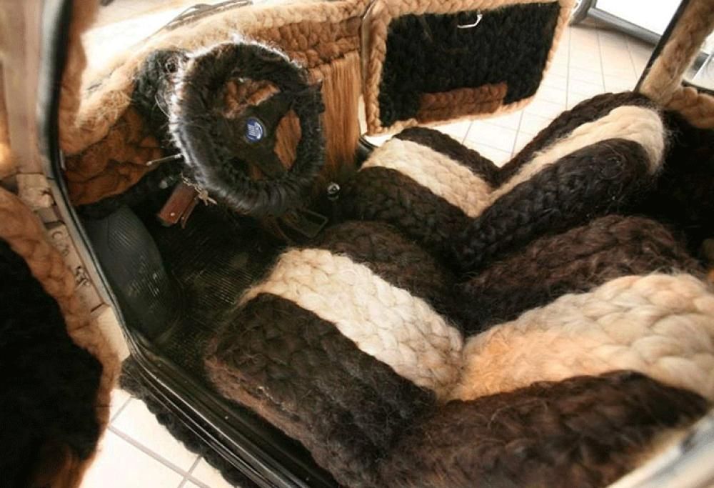 Ecco l’auto ricoprta di capelli