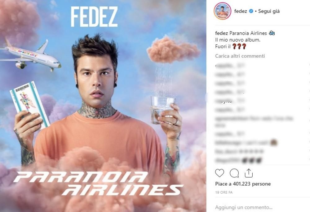 Fedez ha annunciato il suo nuovo album. Si chiama “Paranoia Airlines”