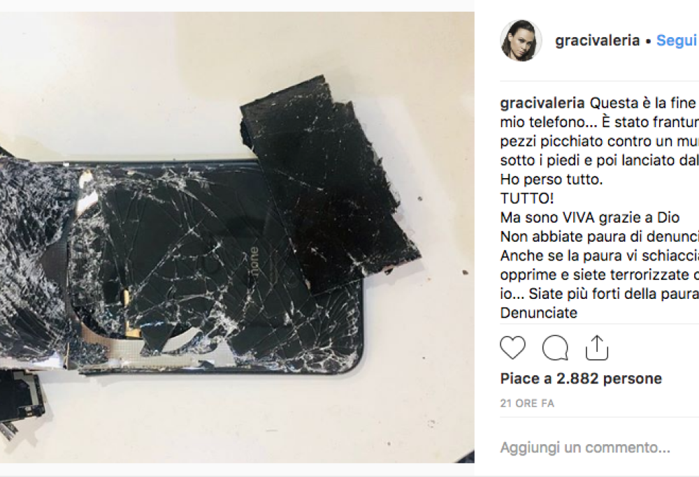 La foto shock di Valeria Graci: “Non abbiate paura di denunciare”