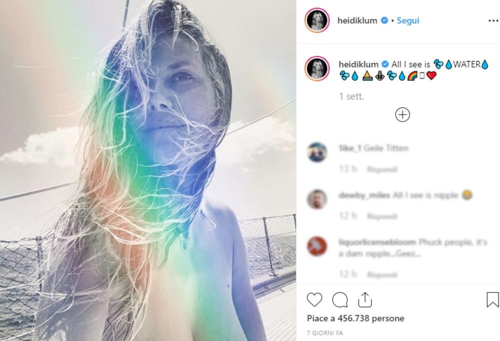 Heidi Klum, la foto a seno nudo scatena gli hater: “Vergognati, sei vecchia!”
