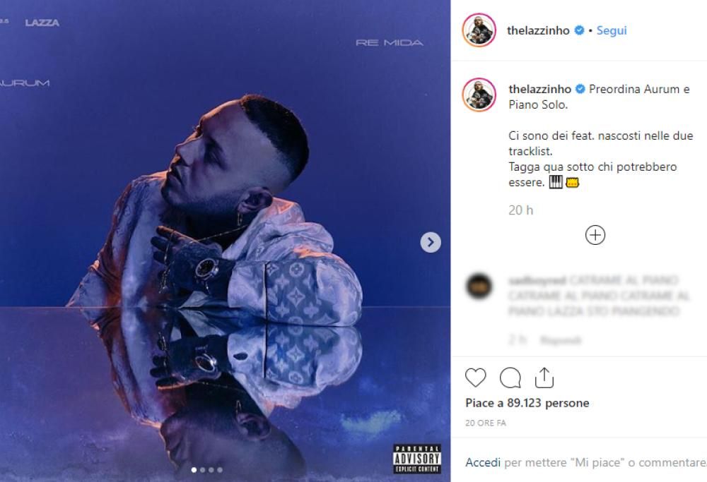 Lazza annuncia su Instagram l’arrivo di due nuovi album