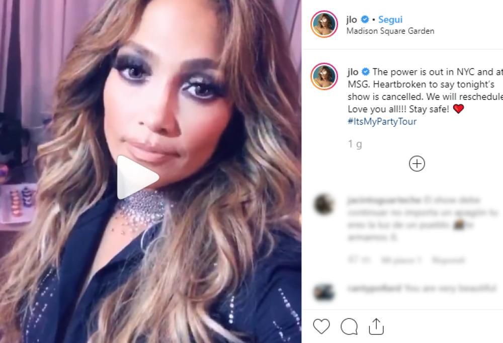 Jennifer Lopez, concerto di New York interrotto dal blackout: “Sono distrutta”