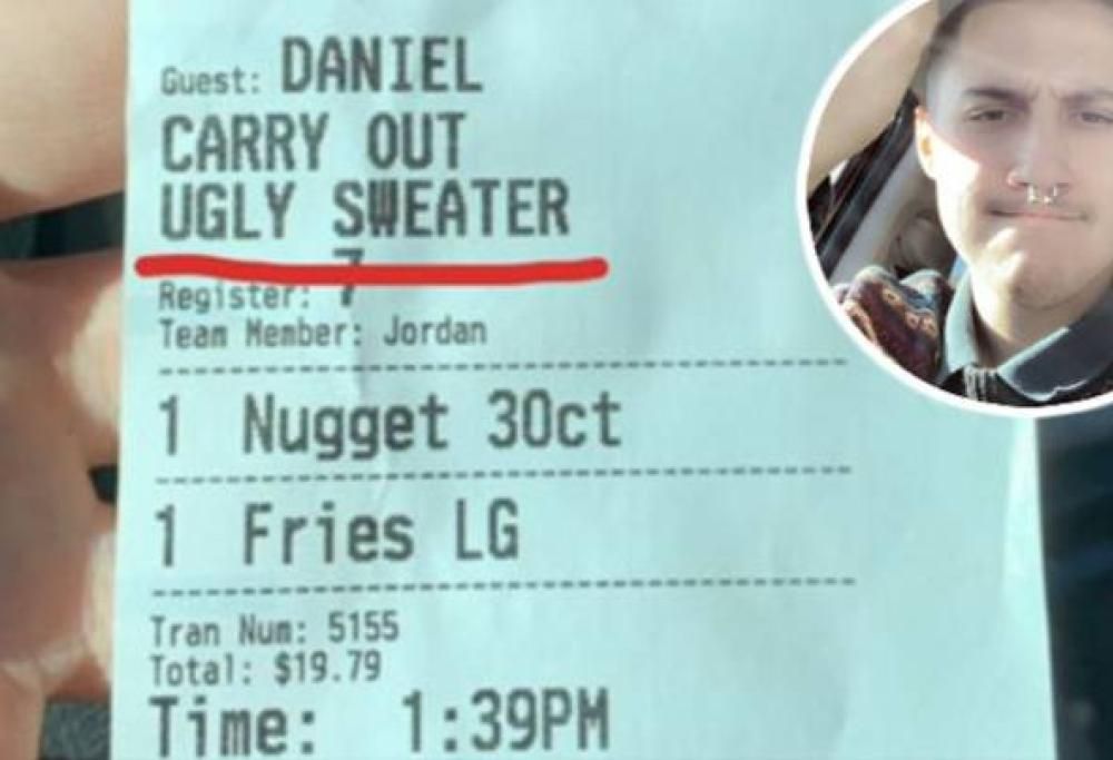 Cliente viene identificato come “ragazzo con il maglione brutto” in un fast food!