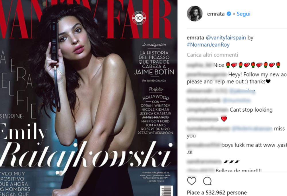 Emily Ratajkowski posa in topless per Vanity Fair Spagna