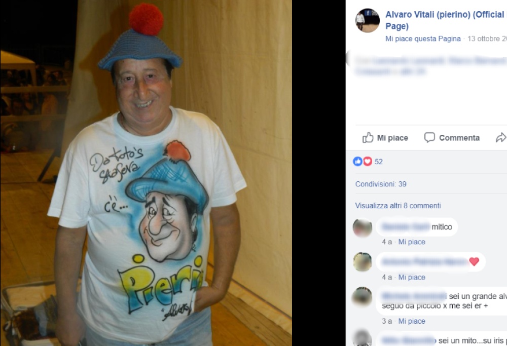 Alvaro Vitali  si sfoga per la “pensione da fame”