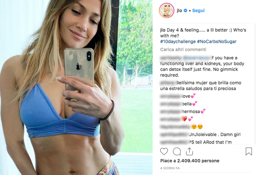 Jennifer Lopez lancia la #10dayschallenge