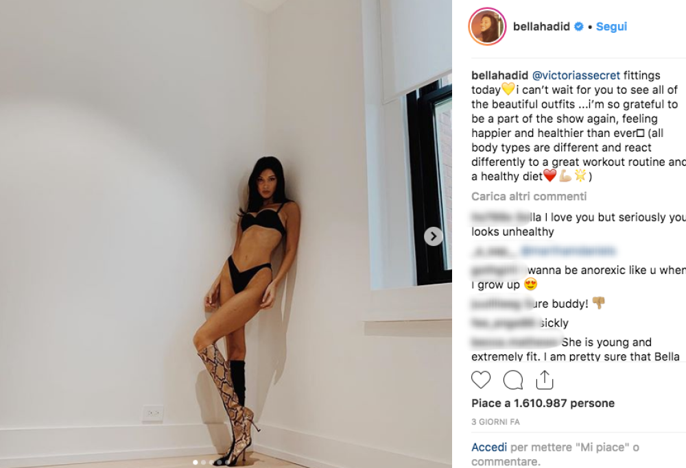 Bella Hadid posa per Victoria’s Secret ma viene criticata: “Sei scheletrica”
