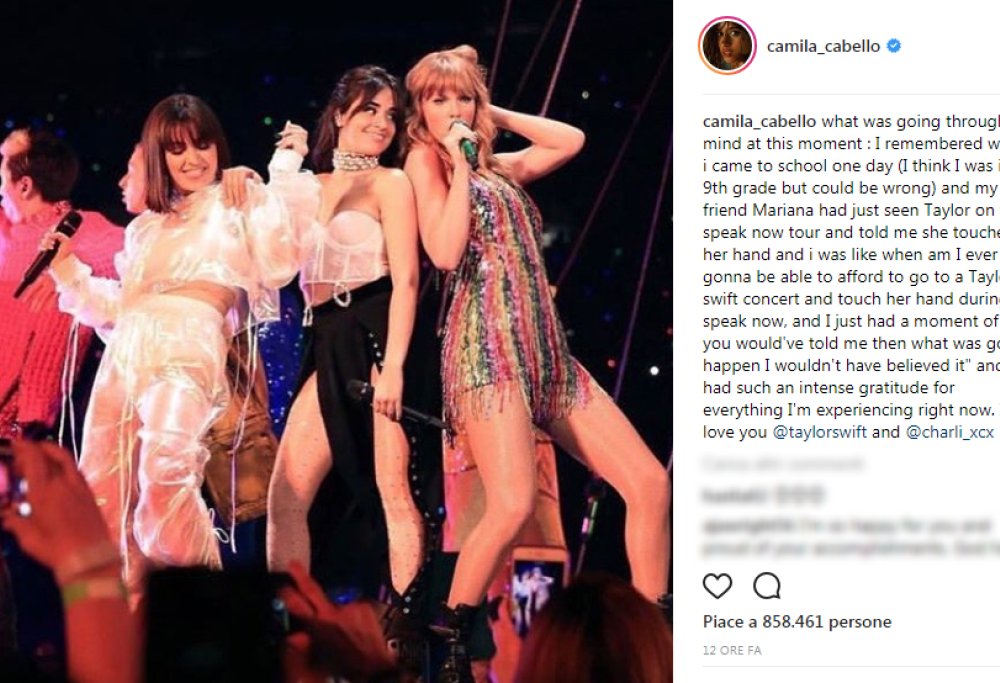 Camila Cabello, il commovente post sul tour con Taylor Swift:  “Non avevo i soldi per andare al suo concerto, ora sono con lei”