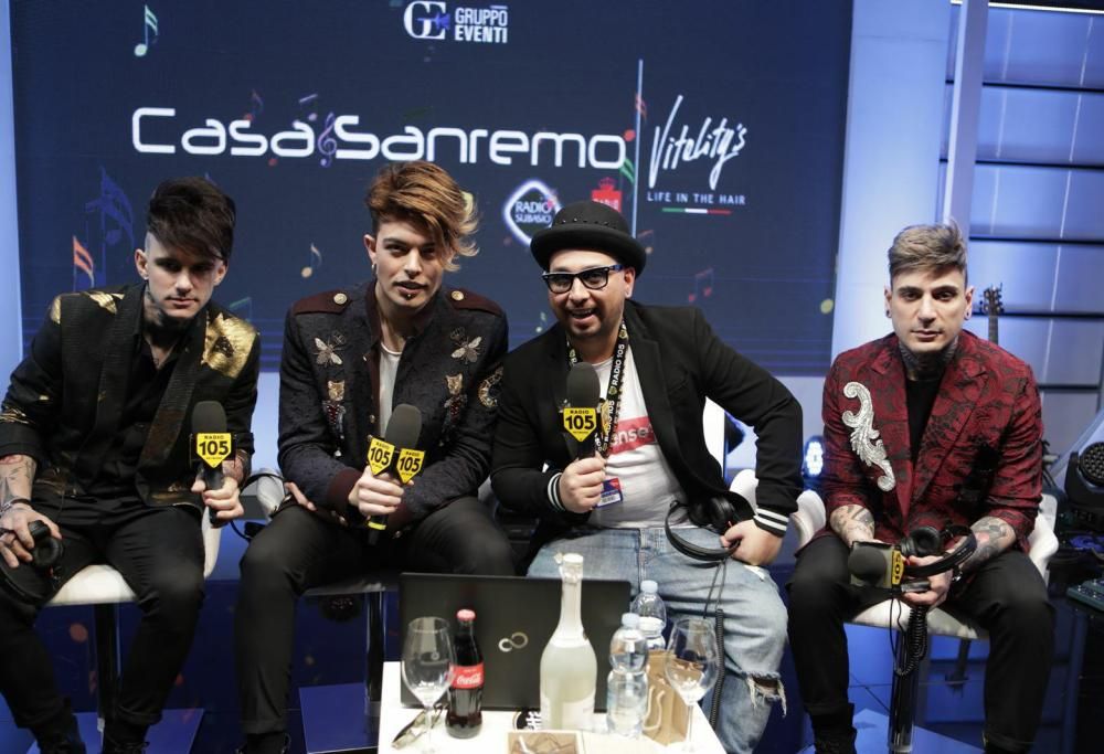 Sanremo 2018, i The Kolors con Alan Caligiuri a Casa Sanremo: le foto