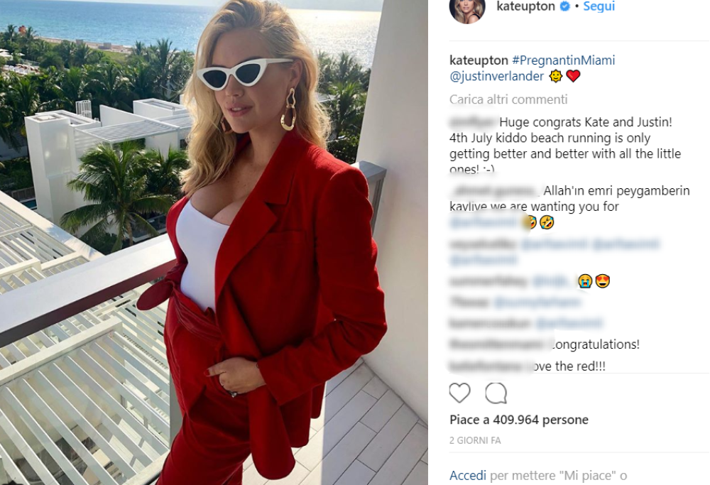 Kate Upton annuncia sui social: “Sono incinta”
