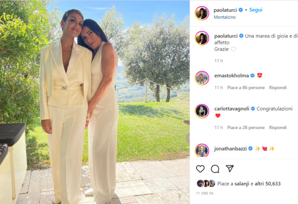 Paola Turci e Francesca Pascale si sono sposate: ecco le foto
