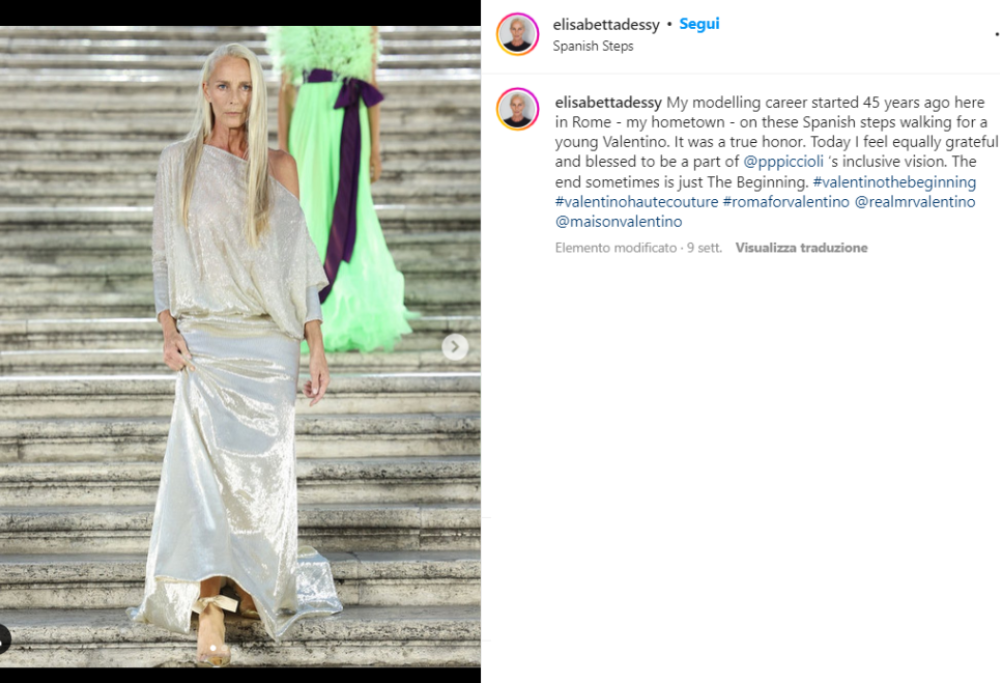 Il mondo della moda è sempre più inclusivo: Elisabetta Dessy sfila a 64 anni