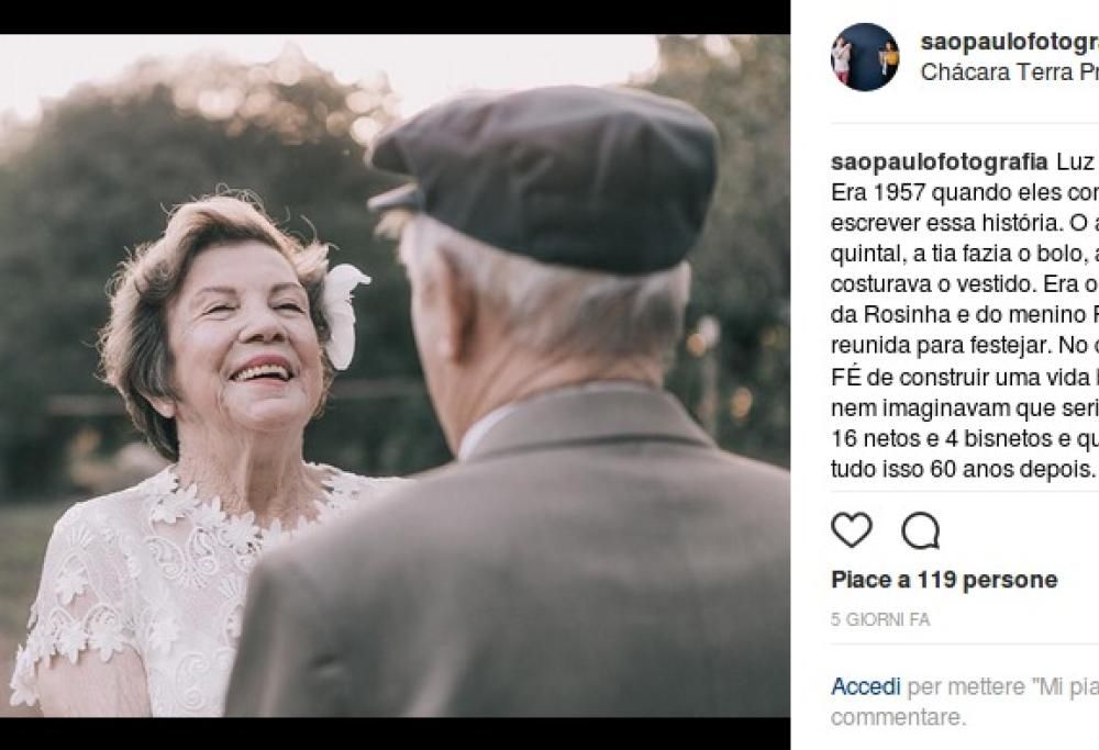 Non avevano scatti del giorno delle nozze: si fanno fotografare 60 anni dopo