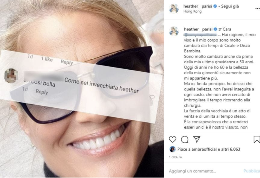 “Come sei invecchiata”, la risposta di Heather Parisi: “La faccia della vecchiaia è un atto di umiltà”