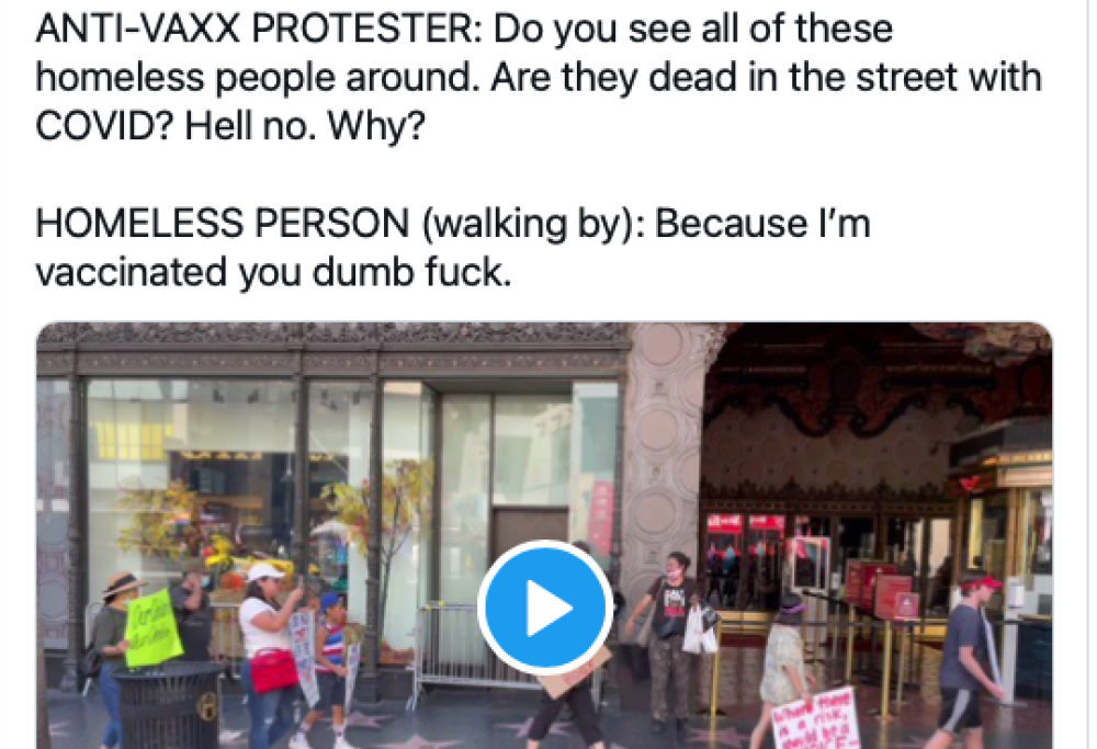 Clochard vs no vax: 1 a 0