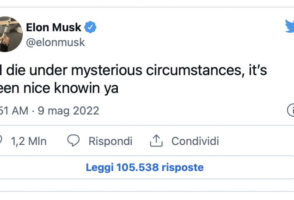 Elon Musk twitta “se muoio in circostanze misteriose…”