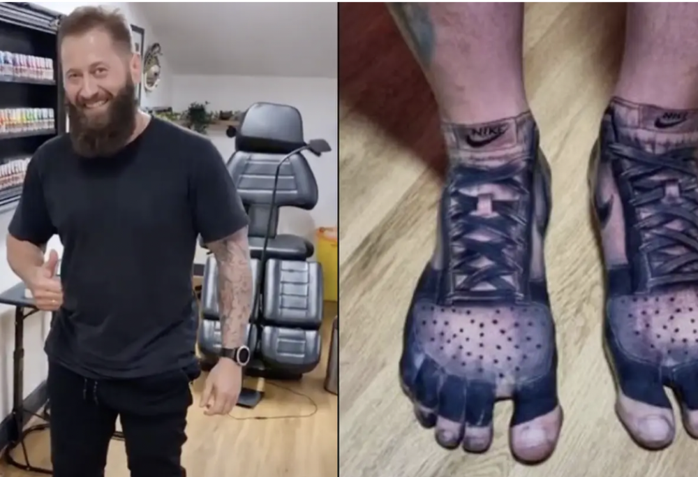 Si fa tatuare le Nike così non le deve più comprare