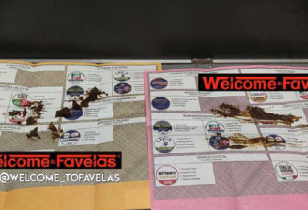 Feci nella scheda elettorale a Napoli