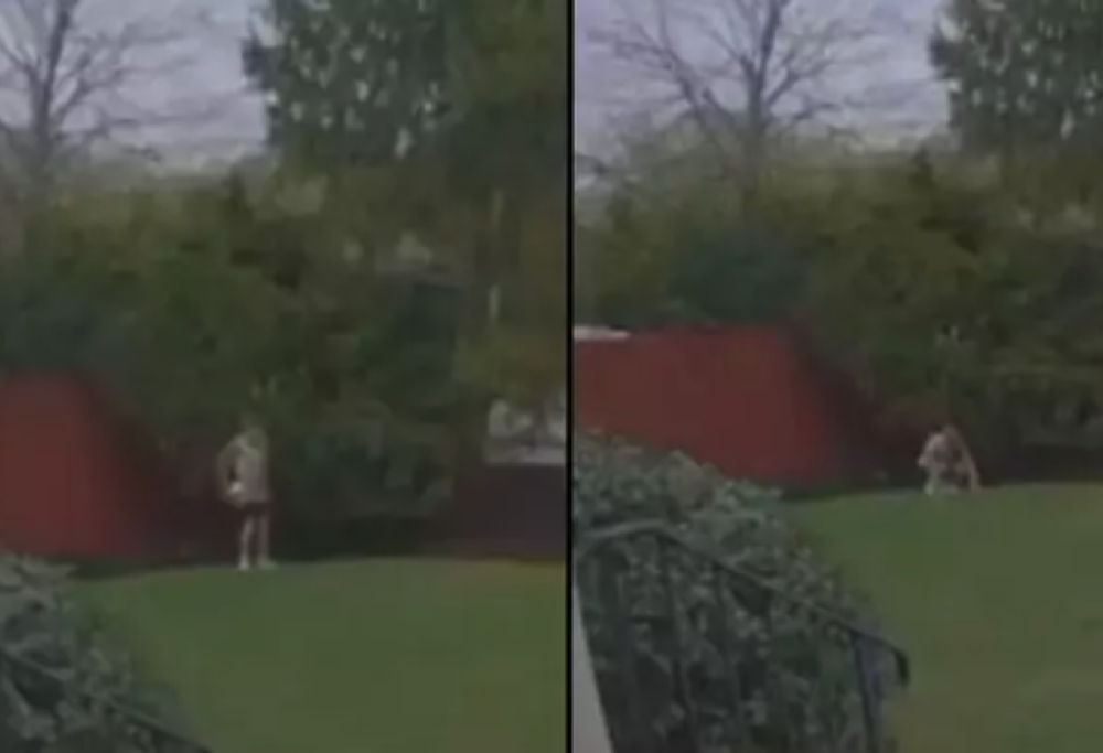 Maratoneta defeca nel giardino di una casa