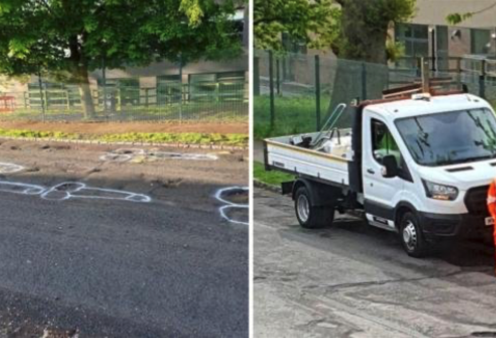 Disegnano peni sulle buche per protesta